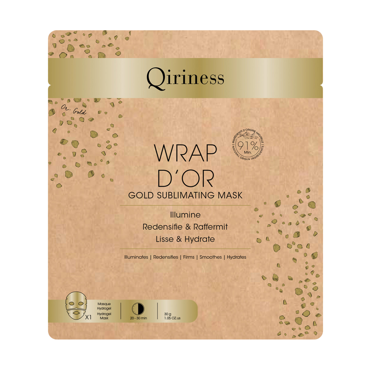 Гідрогелева маска для обличчя Qiriness Wrap d’Or Gold Sublimating Mask з 24к золотом, 30 г
